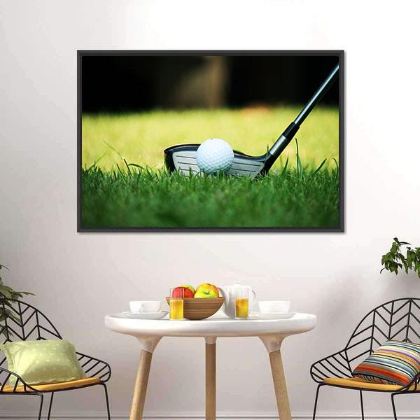 Dimpled Golf Ball and Iron Canvas Wall Art - Tiaracle