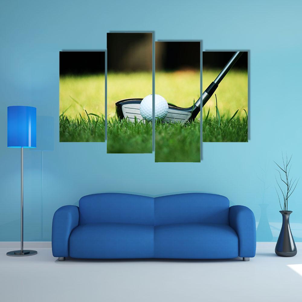 Golf Club &amp; Ball Canvas Wall Art-4 Pop-Gallery Wrap-50&quot; x 32&quot;-Tiaracle