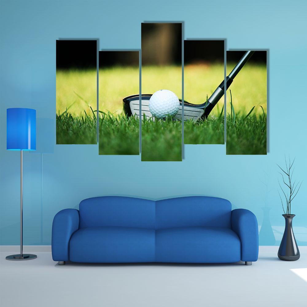 Golf Club &amp; Ball Canvas Wall Art-5 Pop-Gallery Wrap-47" x 32"-Tiaracle