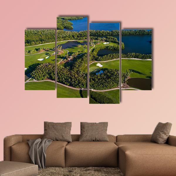 Golf Course Aerial View Canvas Wall Art-4 Pop-Gallery Wrap-50&quot; x 32&quot;-Tiaracle