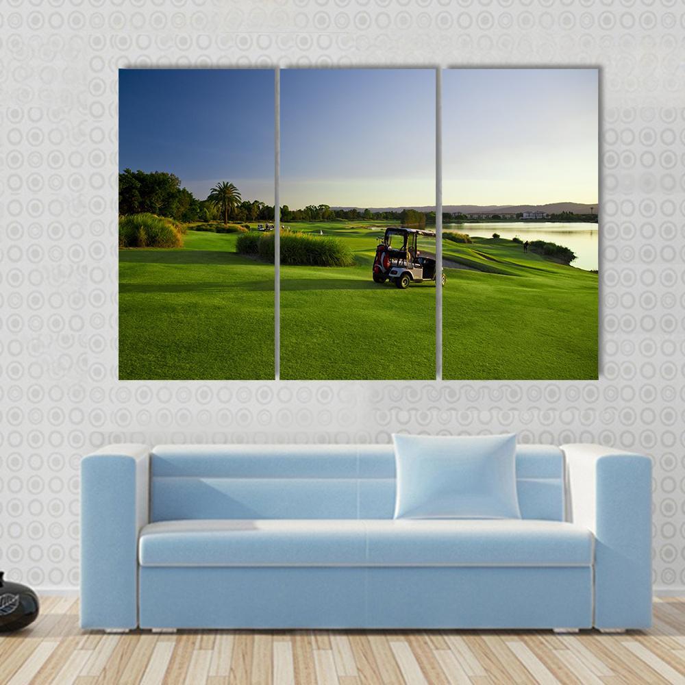 Golf Course & Buggies Canvas Wall Art-5 Pop-Gallery Wrap-47" x 32"-Tiaracle