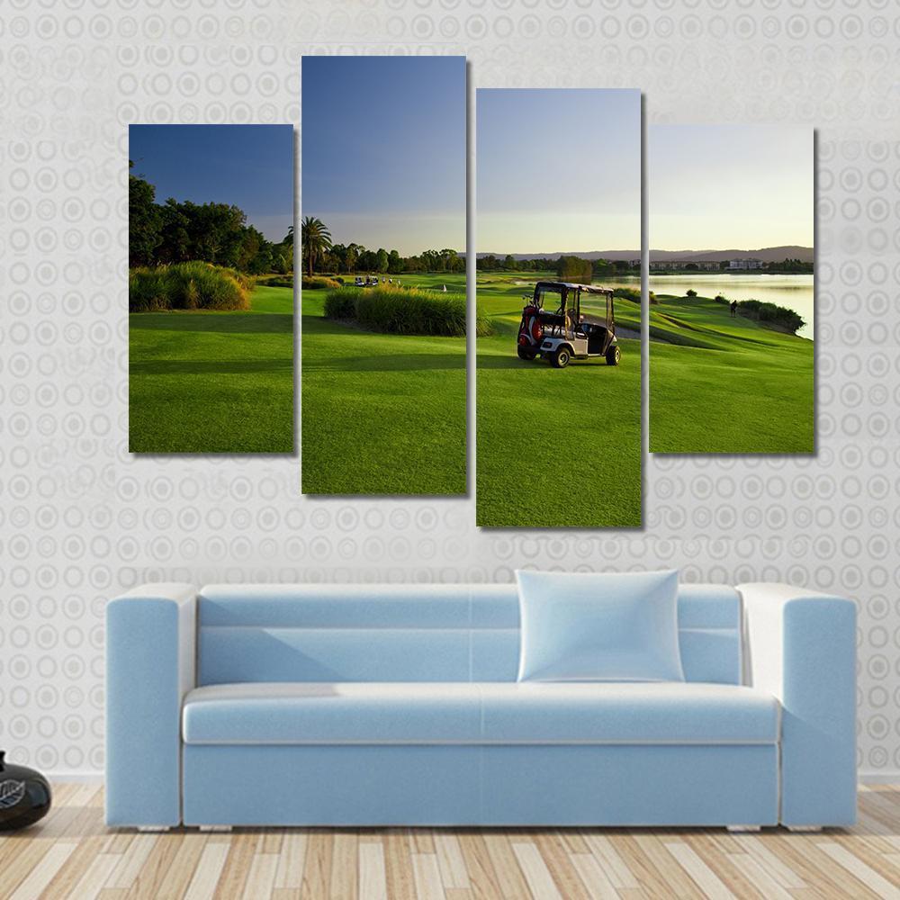 Golf Course &amp; Buggies Canvas Wall Art-4 Pop-Gallery Wrap-50&quot; x 32&quot;-Tiaracle