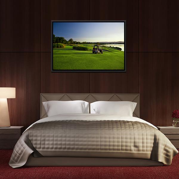 Golf Course & Buggies Panoramic Canvas Wall Art-1 Piece-36" x 12"-Tiaracle