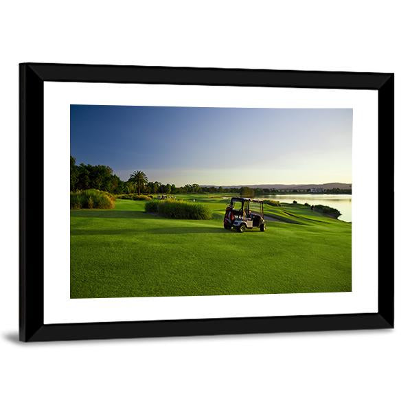 Golf Course &amp; Buggies Panoramic Canvas Wall Art-1 Piece-36&quot; x 12&quot;-Tiaracle