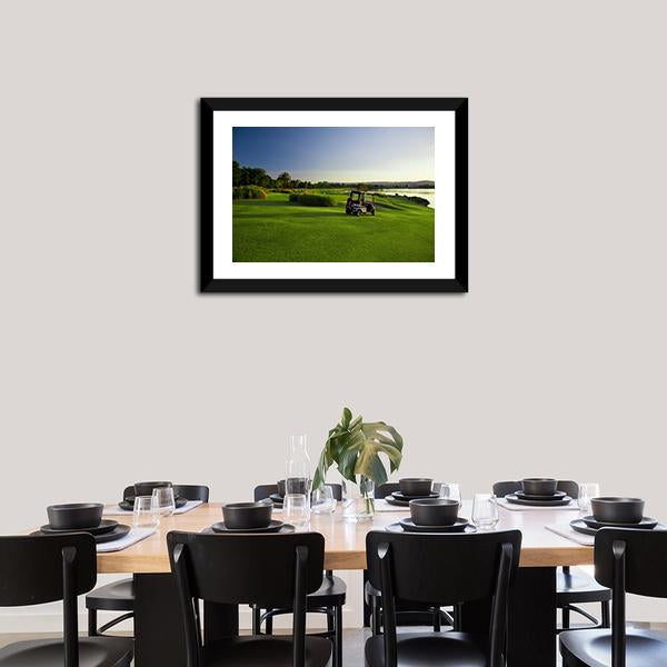 Golf Course &amp; Buggies Panoramic Canvas Wall Art-1 Piece-36&quot; x 12&quot;-Tiaracle