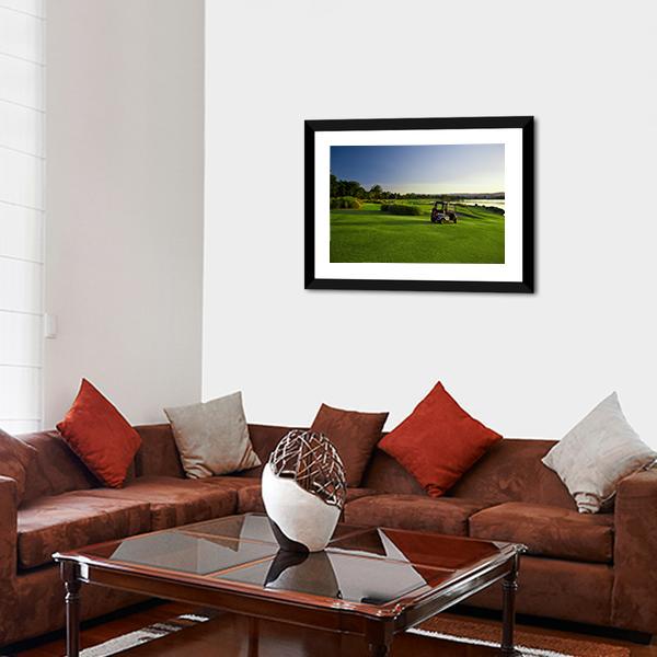 Golf Course &amp; Buggies Panoramic Canvas Wall Art-1 Piece-36&quot; x 12&quot;-Tiaracle
