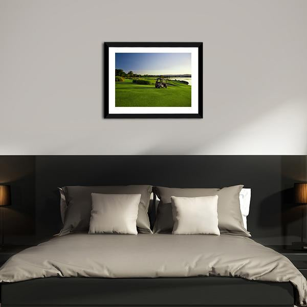 Golf Course &amp; Buggies Panoramic Canvas Wall Art-1 Piece-36&quot; x 12&quot;-Tiaracle