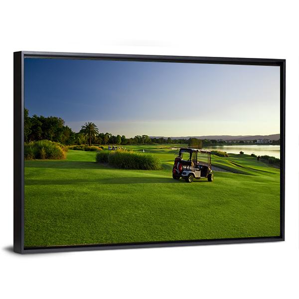 Golf Course &amp; Buggies Panoramic Canvas Wall Art-1 Piece-36&quot; x 12&quot;-Tiaracle