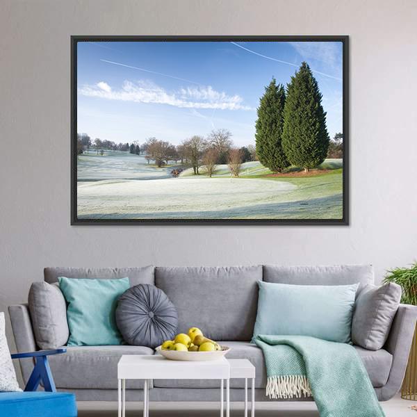 Golf Course Drapped In Winter Canvas Wall Art-3 Horizontal-Gallery Wrap-25&quot; x 16&quot;-Tiaracle