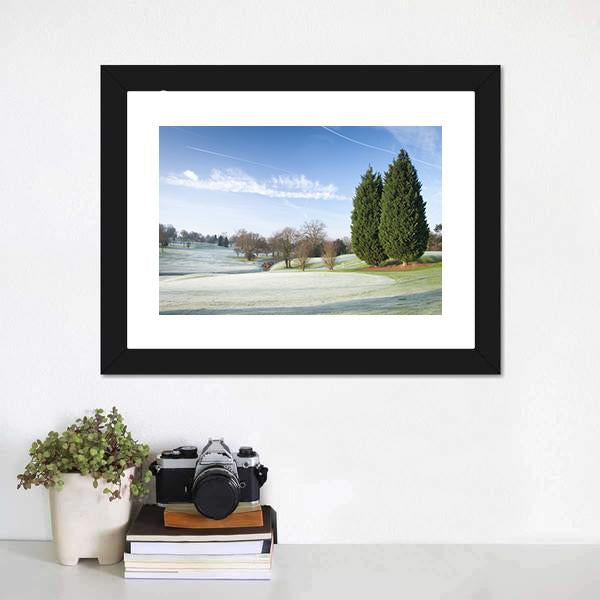 Golf Course Drapped In Winter Canvas Wall Art-1 Piece-Framed Print-20&quot; x 16&quot;-Tiaracle