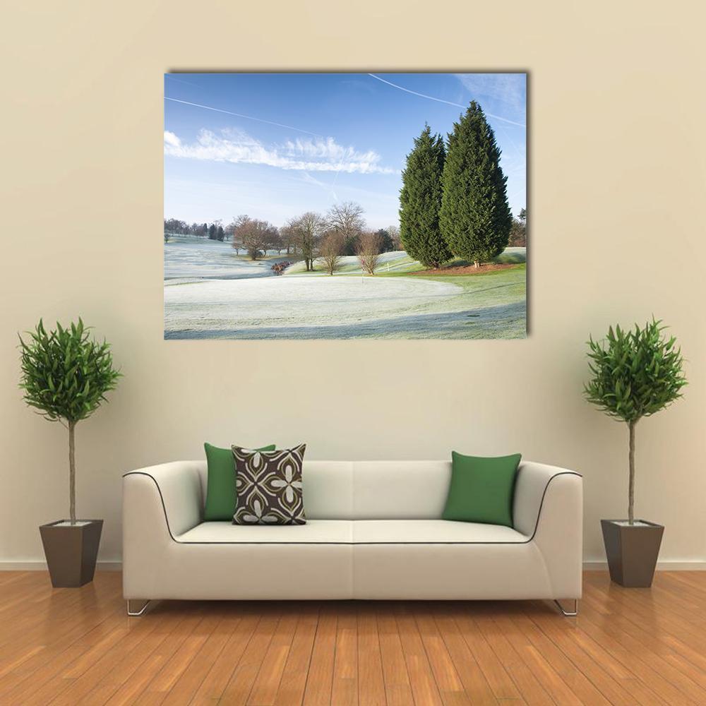 Golf Course Drapped In Winter Canvas Wall Art-1 Piece-Gallery Wrap-48&quot; x 32&quot;-Tiaracle