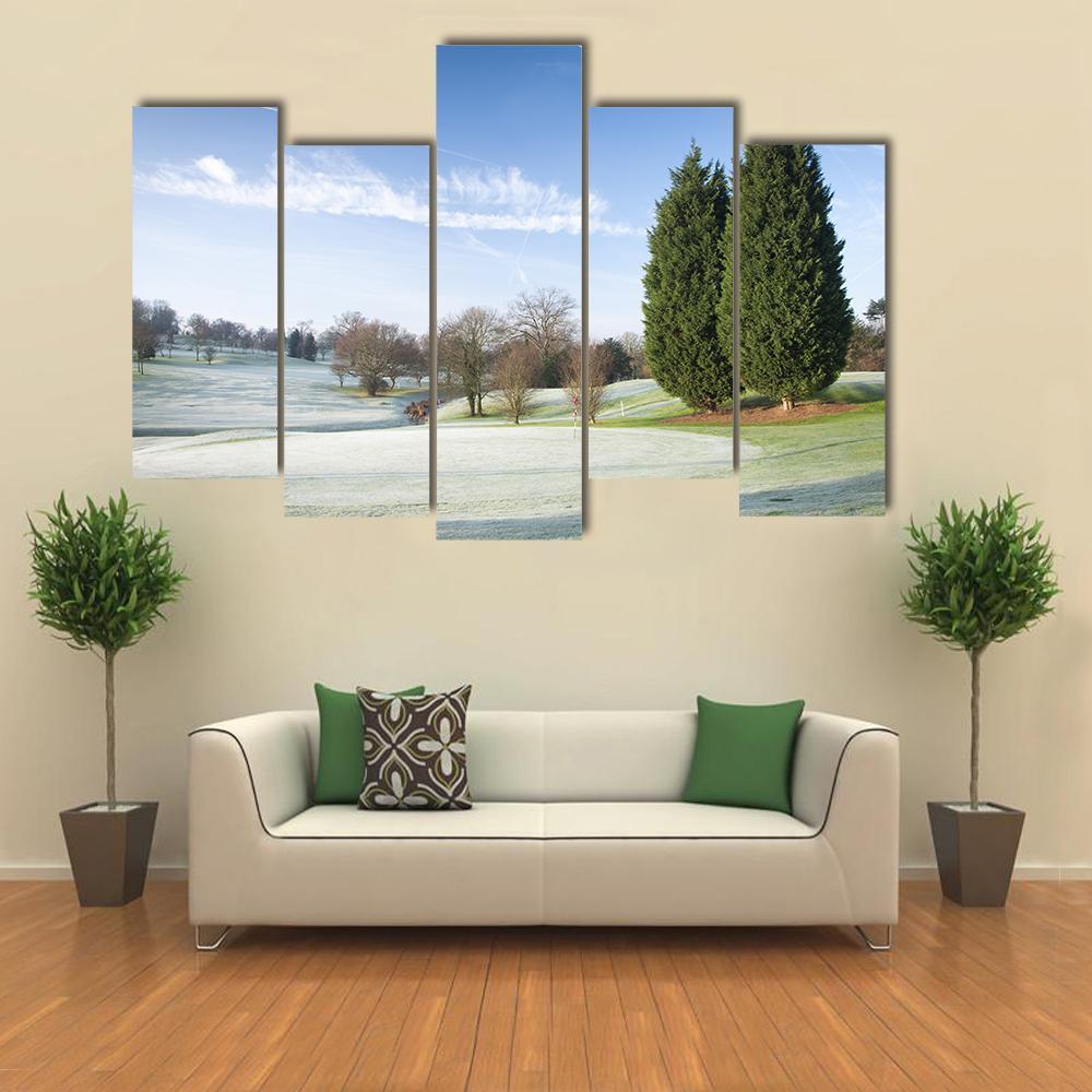 Golf Course Drapped In Winter Canvas Wall Art-5 Pop-Gallery Wrap-47&quot; x 32&quot;-Tiaracle