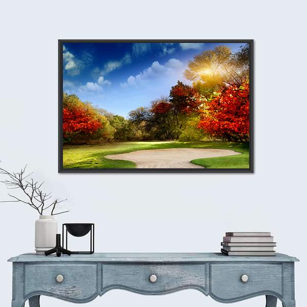 Golf Course In Autumn Canvas Wall Art-3 Horizontal-Gallery Wrap-25&quot; x 16&quot;-Tiaracle