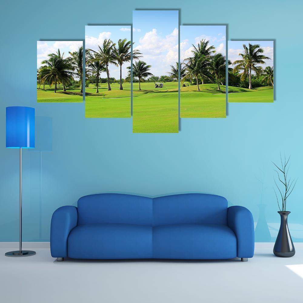Golf Course In Mexico Canvas Wall Art-5 Star-Gallery Wrap-62" x 32"-Tiaracle