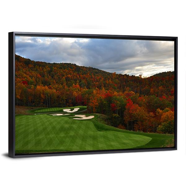 Golf Course In Mountains Canvas Wall Art-3 Horizontal-Gallery Wrap-25&quot; x 16&quot;-Tiaracle