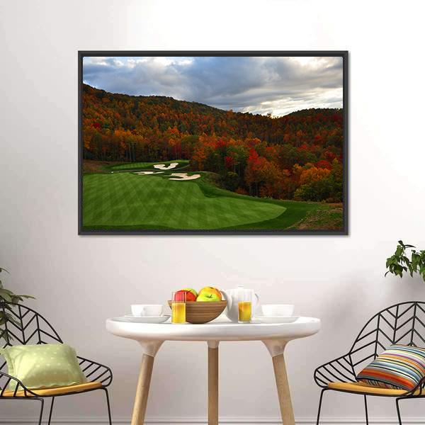Golf Course In Mountains Canvas Wall Art-3 Horizontal-Gallery Wrap-25&quot; x 16&quot;-Tiaracle