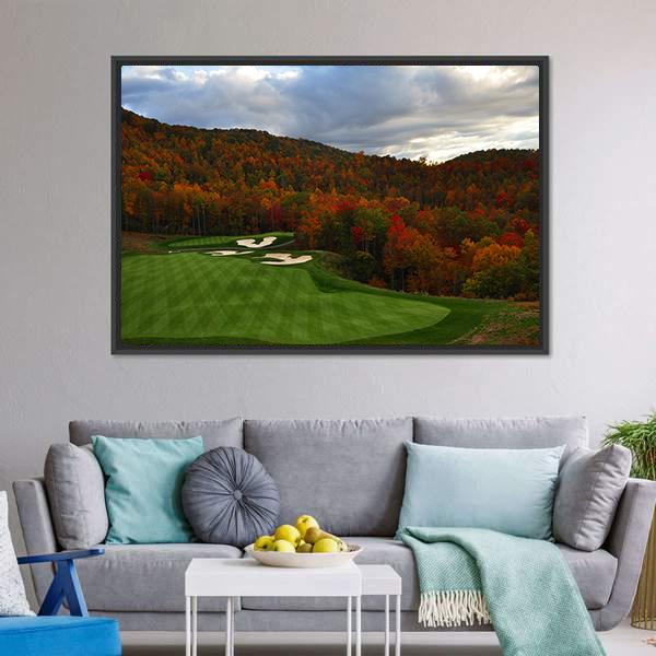 Golf Course In Mountains Canvas Wall Art-3 Horizontal-Gallery Wrap-25&quot; x 16&quot;-Tiaracle