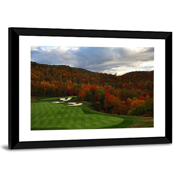 Golf Course In Mountains Canvas Wall Art-3 Horizontal-Gallery Wrap-25&quot; x 16&quot;-Tiaracle