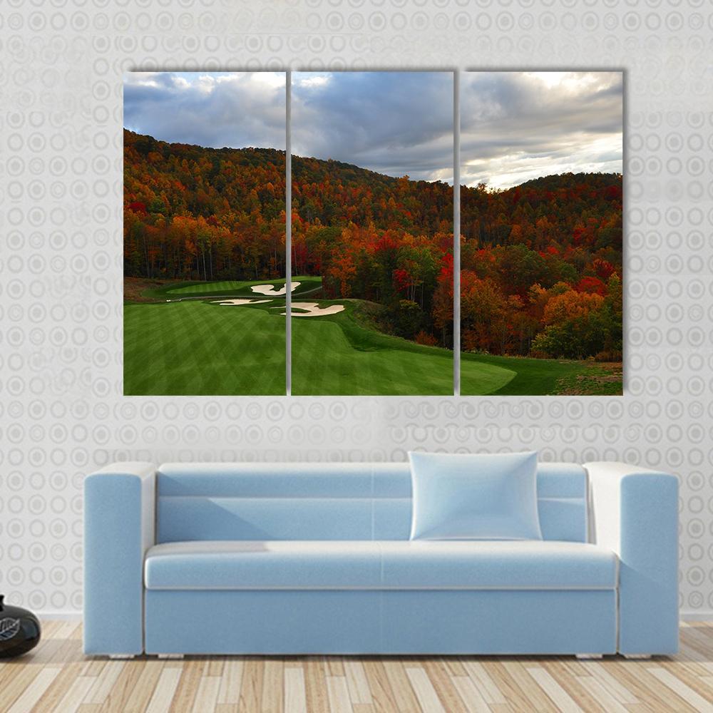 Golf Course In Mountains Canvas Wall Art-3 Horizontal-Gallery Wrap-37&quot; x 24&quot;-Tiaracle