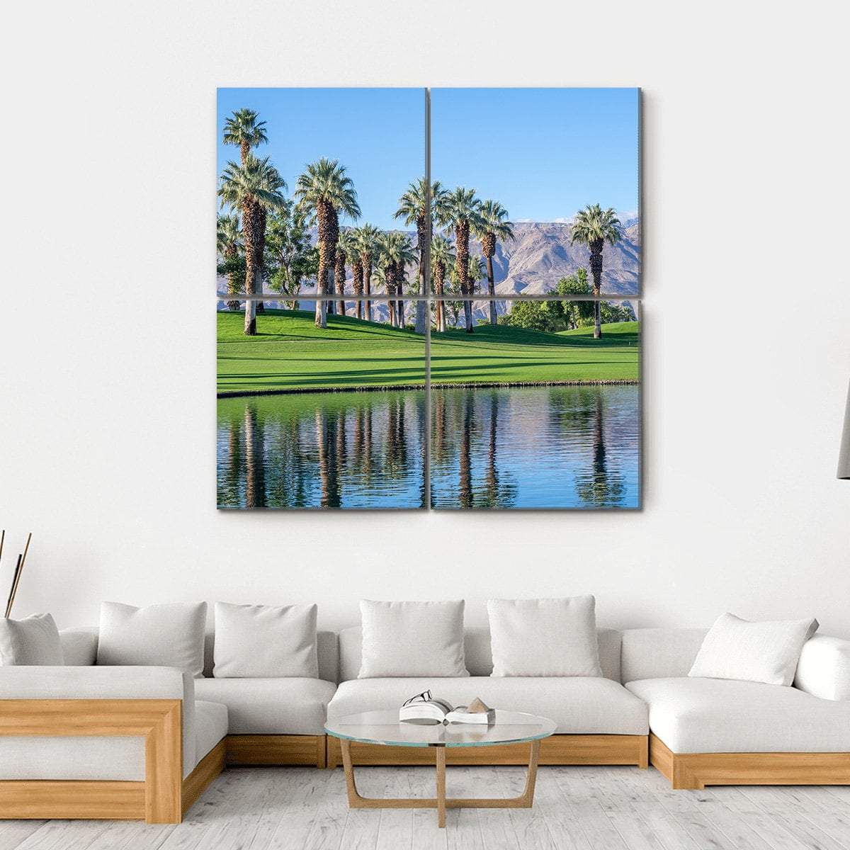 Golf Course In Palm Desert California Canvas Wall Art-4 Square-Gallery Wrap-17" x 17"-Tiaracle