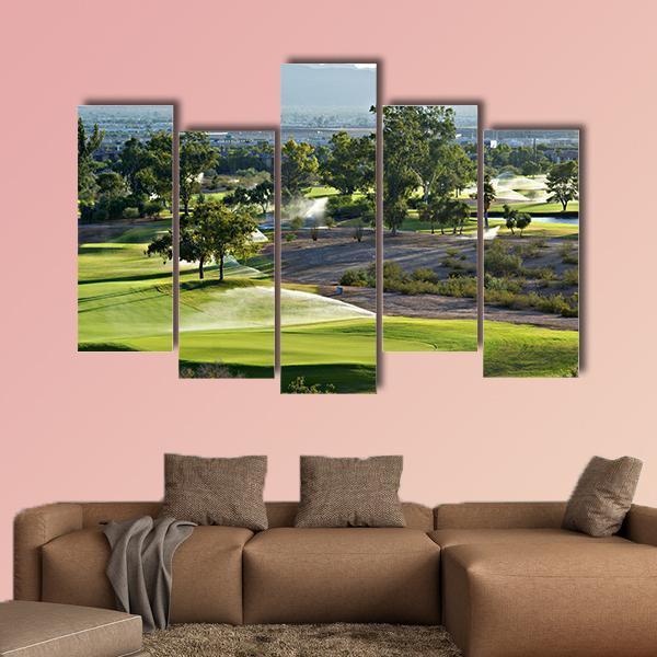 Golf Course In Phoenix Canvas Wall Art-5 Pop-Gallery Wrap-47" x 32"-Tiaracle