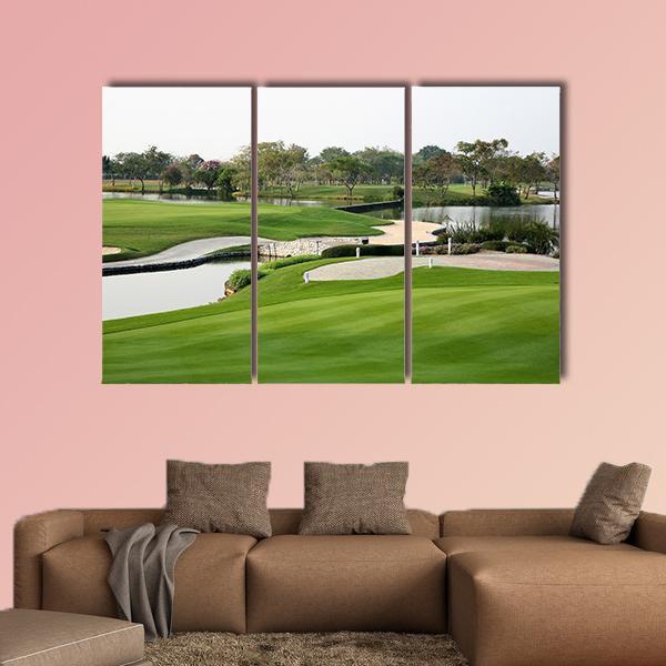 Golf Course Landscape Canvas Wall Art-3 Horizontal-Gallery Wrap-37&quot; x 24&quot;-Tiaracle