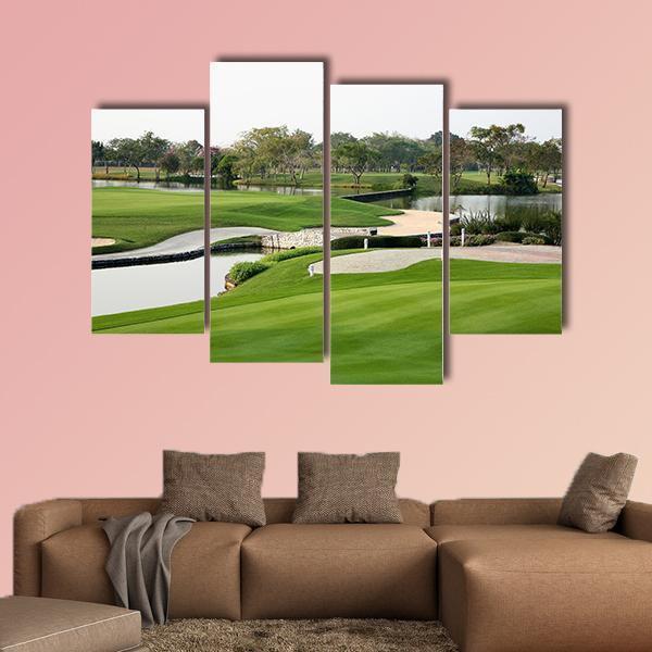 Golf Course Landscape Canvas Wall Art-4 Pop-Gallery Wrap-50&quot; x 32&quot;-Tiaracle