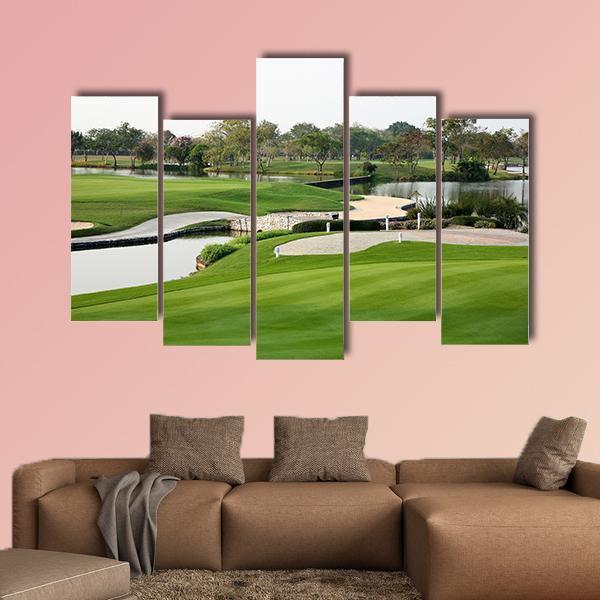Golf Course Landscape Canvas Wall Art-5 Pop-Gallery Wrap-47" x 32"-Tiaracle