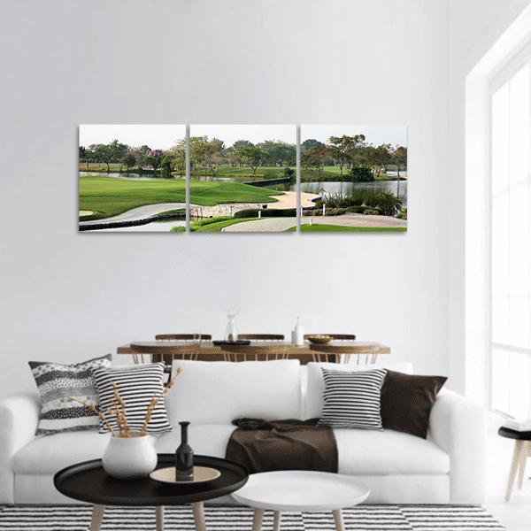 Golf Course Landscape Panoramic Canvas Wall Art-3 Piece-25" x 08"-Tiaracle