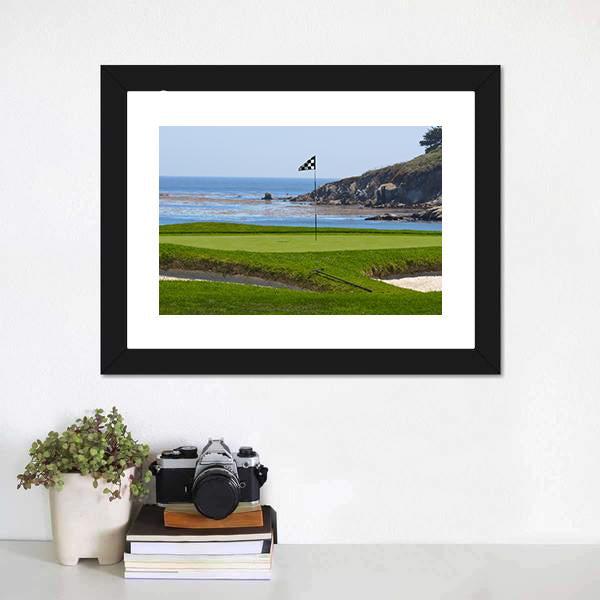 Golf Course &amp; Ocean Canvas Wall Art-1 Piece-Framed Print-20&quot; x 16&quot;-Tiaracle