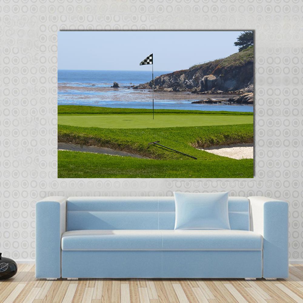 Golf Course &amp; Ocean Canvas Wall Art-1 Piece-Gallery Wrap-48&quot; x 32&quot;-Tiaracle