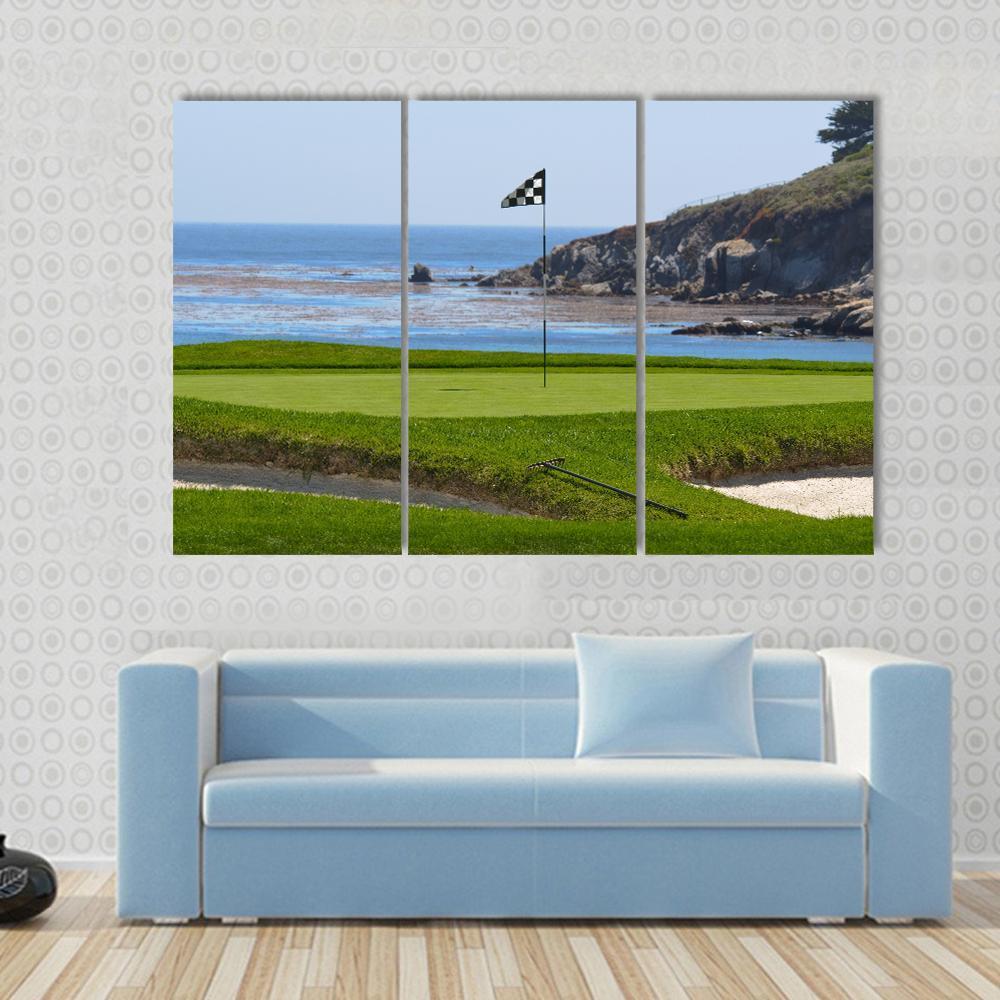 Golf Course & Ocean Canvas Wall Art-3 Horizontal-Gallery Wrap-37" x 24"-Tiaracle