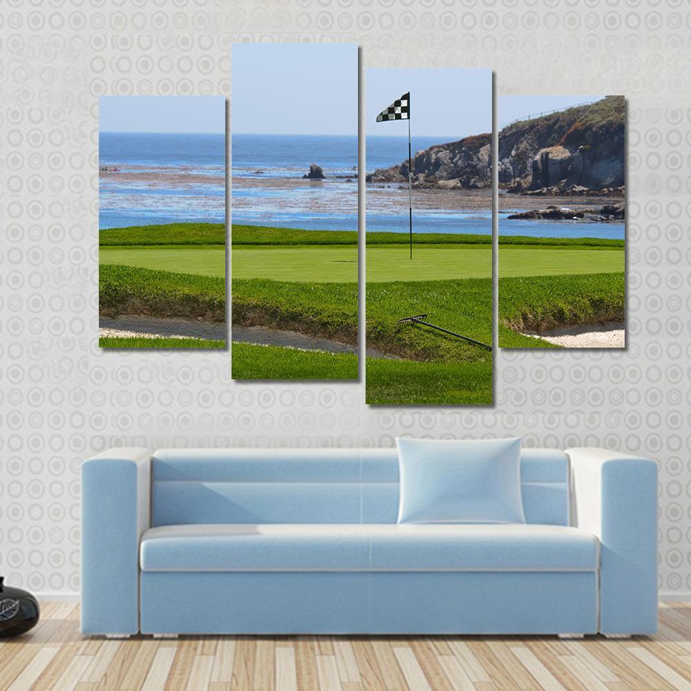 Golf Course &amp; Ocean Canvas Wall Art-4 Pop-Gallery Wrap-50&quot; x 32&quot;-Tiaracle