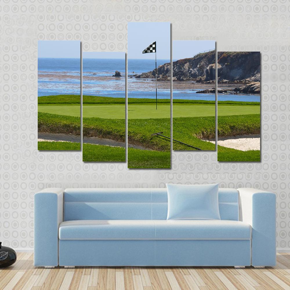 Golf Course &amp; Ocean Canvas Wall Art-5 Pop-Gallery Wrap-47&quot; x 32&quot;-Tiaracle