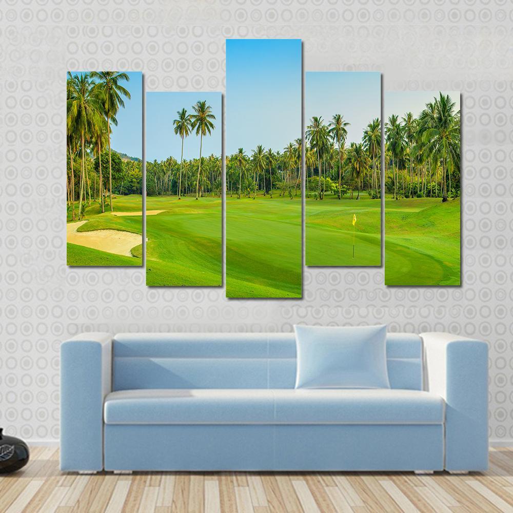 Golf Course On Koh Samui Canvas Wall Art-4 Pop-Gallery Wrap-50" x 32"-Tiaracle