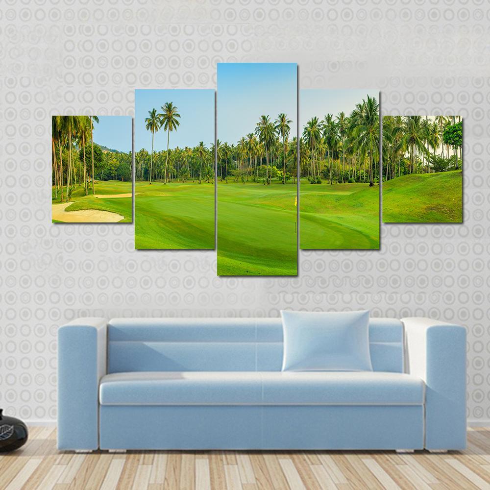 Golf Course On Koh Samui Canvas Wall Art-5 Star-Gallery Wrap-62&quot; x 32&quot;-Tiaracle