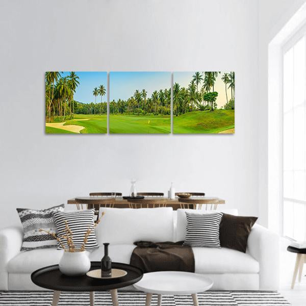 Golf Course On Koh Samui Panoramic Canvas Wall Art-3 Piece-25&quot; x 08&quot;-Tiaracle