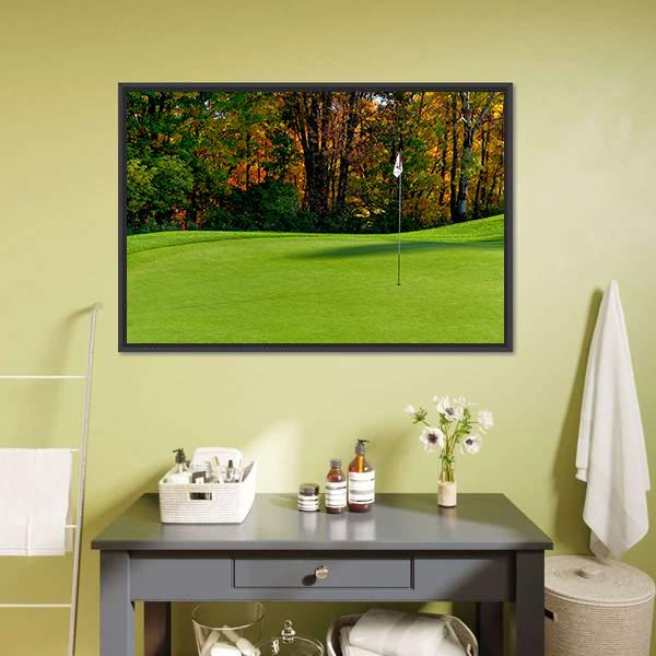 Golf Course Putting Green Canvas Wall Art-1 Piece-Floating Frame-24&quot; x 16&quot;-Tiaracle