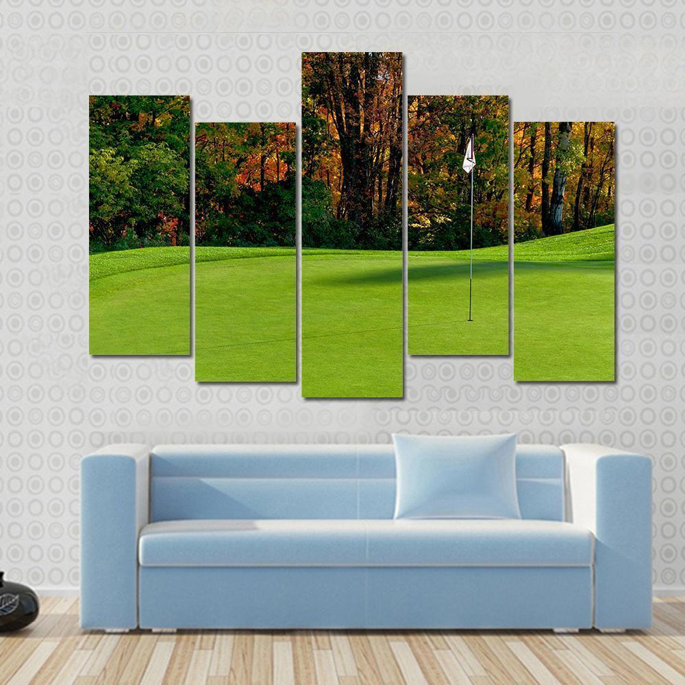 Golf Course Putting Green Canvas Wall Art-5 Pop-Gallery Wrap-47&quot; x 32&quot;-Tiaracle