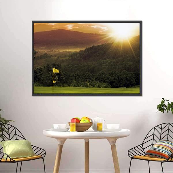 Golf Course Sunset Canvas Wall Art-3 Horizontal-Gallery Wrap-25&quot; x 16&quot;-Tiaracle
