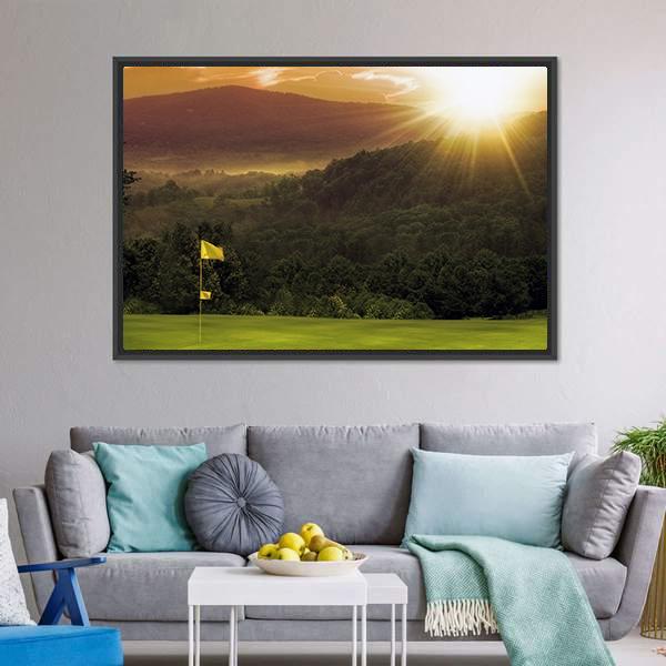 Golf Course Sunset Canvas Wall Art-3 Horizontal-Gallery Wrap-25&quot; x 16&quot;-Tiaracle