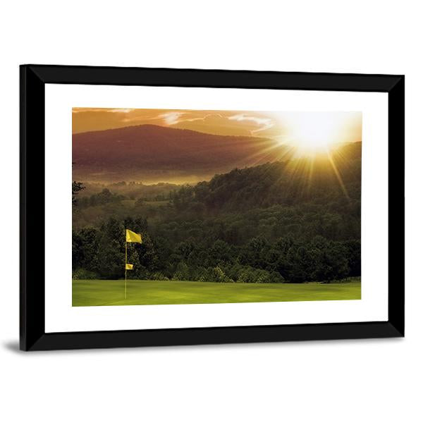 Golf Course Sunset Canvas Wall Art-3 Horizontal-Gallery Wrap-25&quot; x 16&quot;-Tiaracle