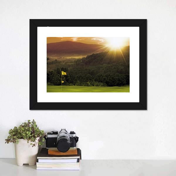 Golf Course Sunset Canvas Wall Art-1 Piece-Framed Print-20&quot; x 16&quot;-Tiaracle