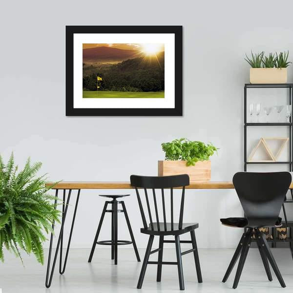 Golf Course Sunset Canvas Wall Art-3 Horizontal-Gallery Wrap-25&quot; x 16&quot;-Tiaracle