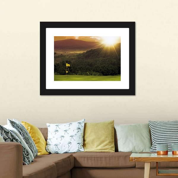 Golf Course Sunset Canvas Wall Art-3 Horizontal-Gallery Wrap-25&quot; x 16&quot;-Tiaracle