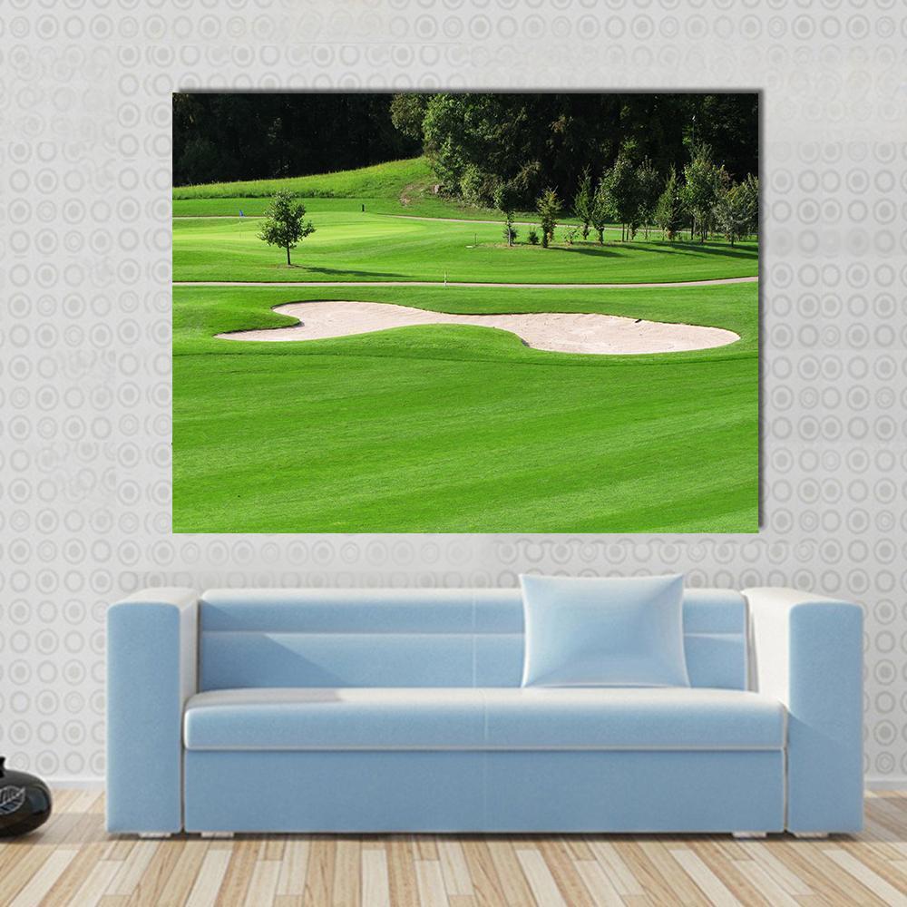 Golf Course &amp; Trees Canvas Wall Art-1 Piece-Gallery Wrap-48" x 32"-Tiaracle
