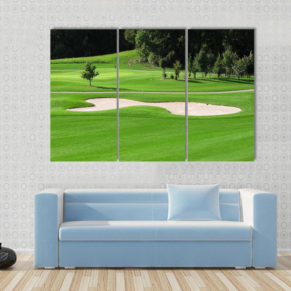 Golf Course &amp; Trees Canvas Wall Art-3 Horizontal-Gallery Wrap-37&quot; x 24&quot;-Tiaracle