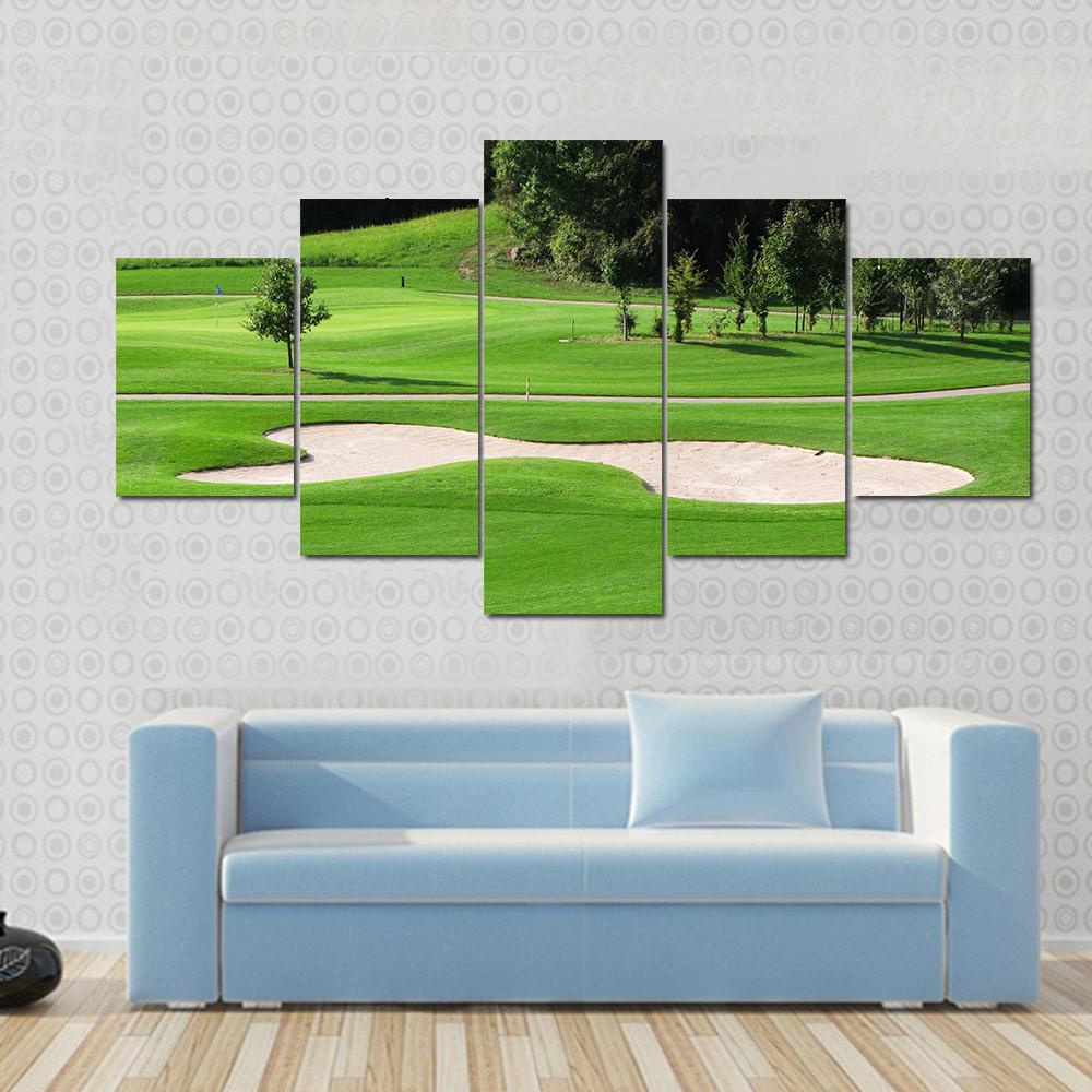 Golf Course &amp; Trees Canvas Wall Art-5 Star-Gallery Wrap-62&quot; x 32&quot;-Tiaracle