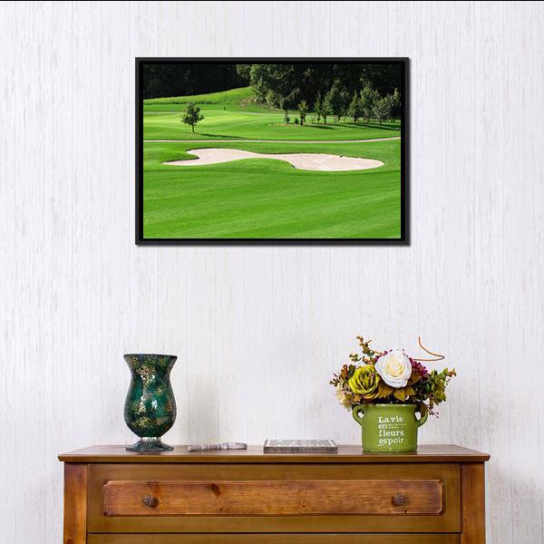 Golf Course &amp; Trees Canvas Wall Art-1 Piece-Floating Frame-24&quot; x 16&quot;-Tiaracle