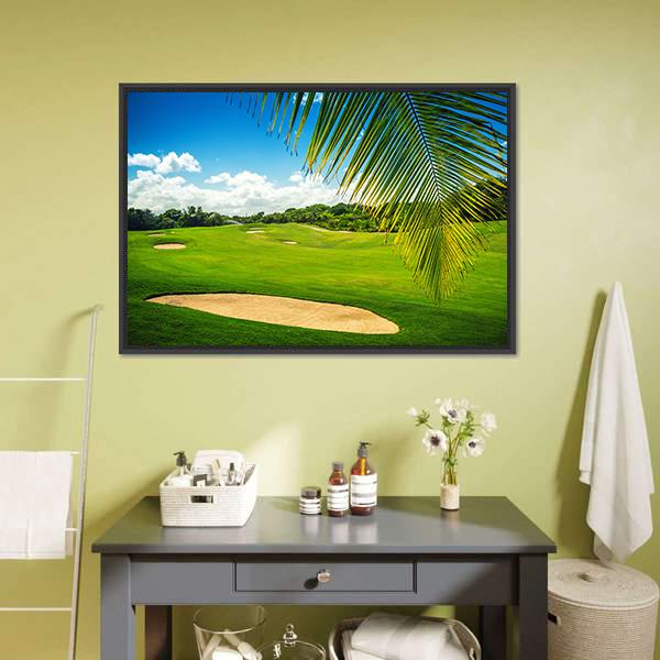 Golf Court In Punta Cana Canvas Wall Art-1 Piece-Floating Frame-24&quot; x 16&quot;-Tiaracle